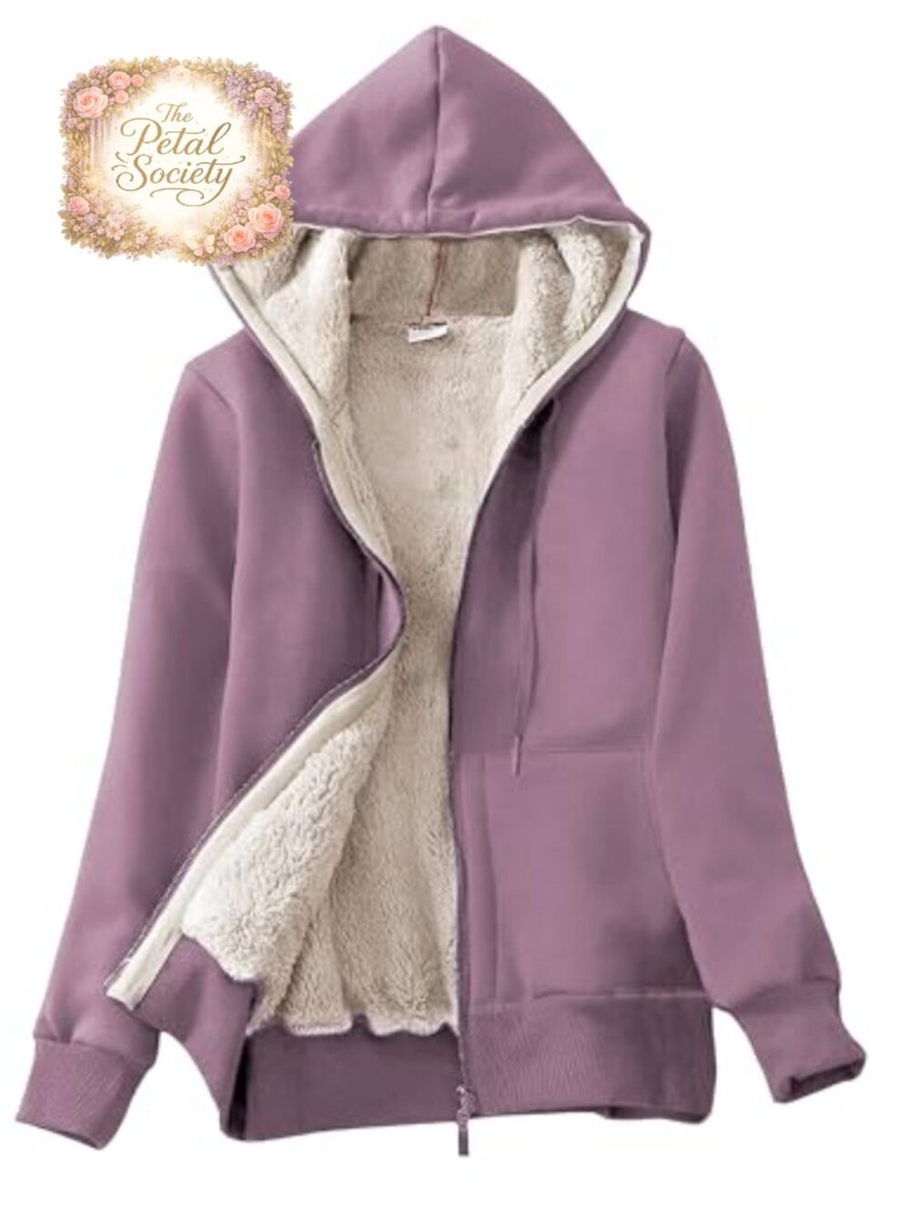 Sherpa Lined Full Zip Hoodie Sweatshirt Jacket Coat